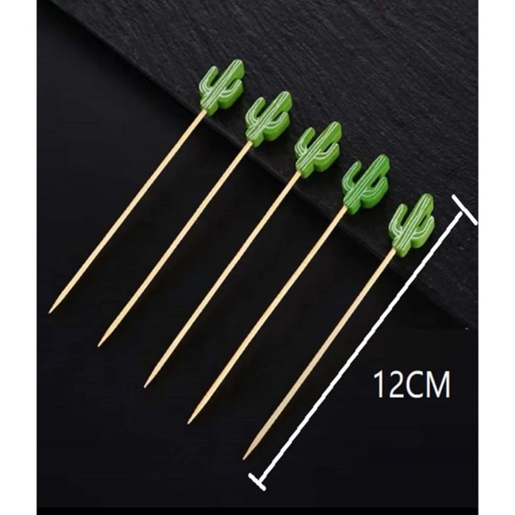Cactus Toothpicks - Qty 20 - W 0.8 x L 4.7 - Picture 3 of 3